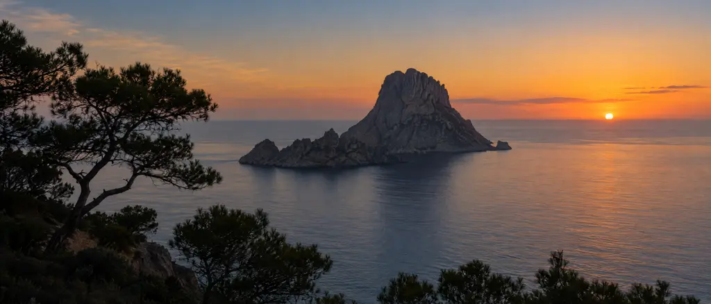 Es Vedrà al atardecer desde Cala d'Hort