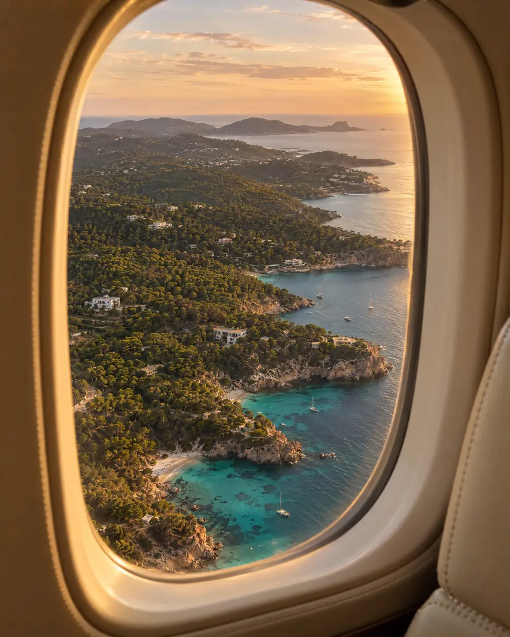 La costa de Ibiza desde la ventanilla de un jet